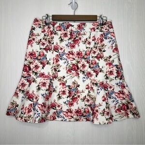 WHBM floral lined ruffle flare skirt size 10